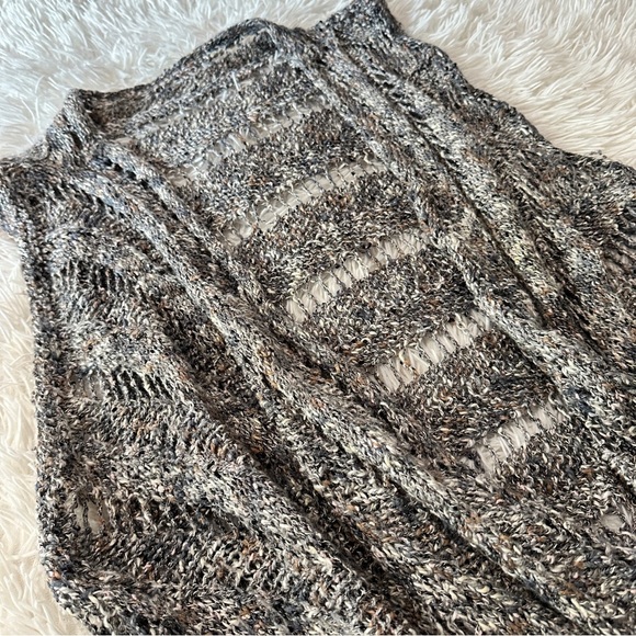 Chunky Knit Open Front Sweater Vest Cardigan – Neutral Gray Multi - Picture 13 of 15